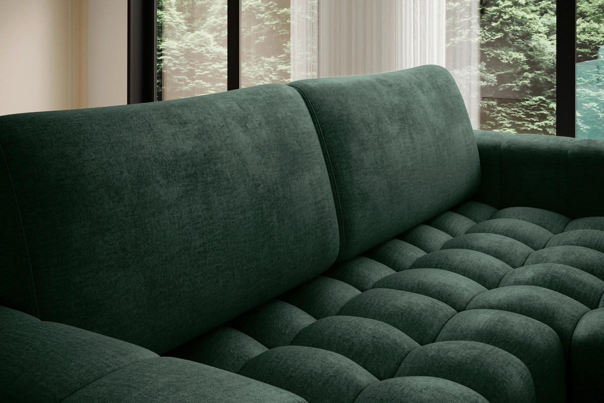 ECKSOFA BONETT in Samt Dunkelgrün  250/175 cm  - Dunkelgrün/Schwarz, Design, Kunststoff/Textil (250/175cm) - MID.YOU
