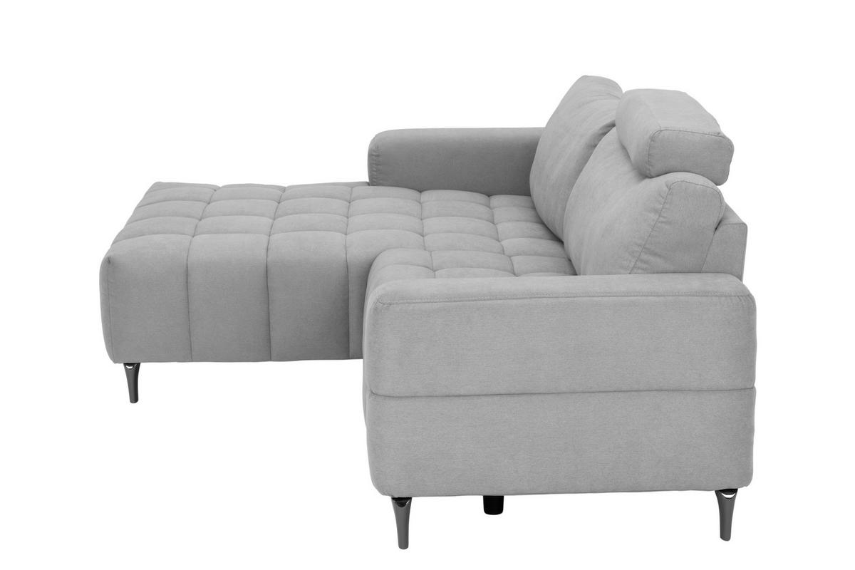 ECKSOFA in Mikrofaser Hellgrau  - Silberfarben/Hellgrau, Design, Textil/Metall (161/242cm) - Livetastic