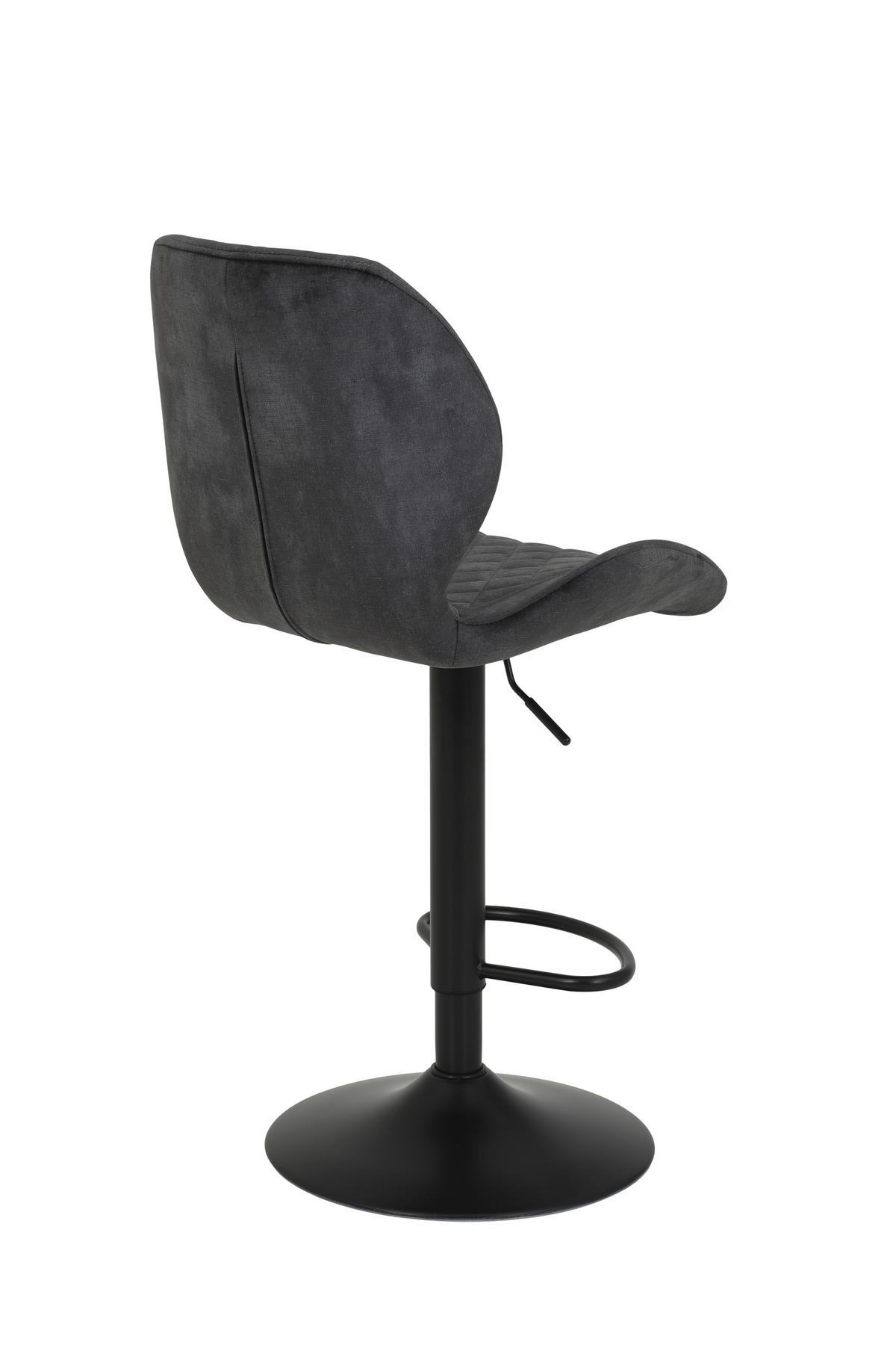 BARHOCKER Samt, Velours Anthrazit Stahl Typenauswahl, Sitzfläche 360° drehbar, abwischbar  - Anthrazit/Schwarz, MODERN, Textil/Metall (42/96-117/51cm) - MID.YOU