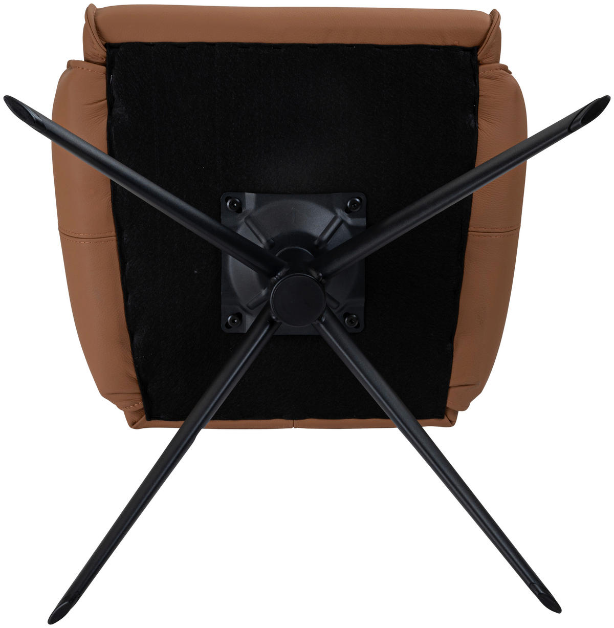ARMLEHNSTUHL  Sitzfläche 360° drehbar  Echtleder  Cognac  - Cognac/Schwarz, Design, Leder/Metall (60/88,5/57,5cm) - Valnatura