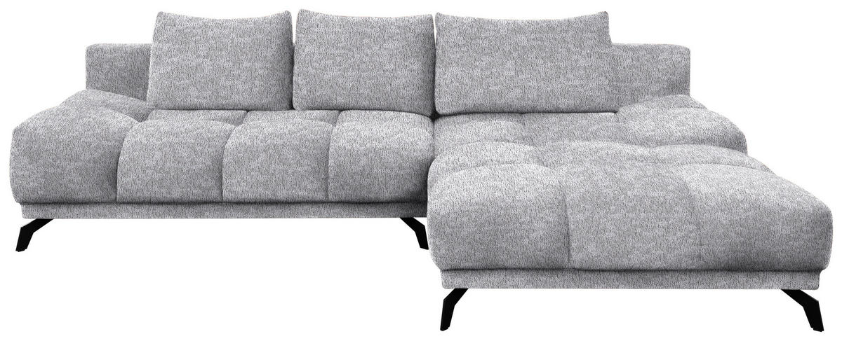 ECKSOFA Grau Chenille  - Schwarz/Grau, MODERN, Textil/Metall (290/182cm) - Hom`in
