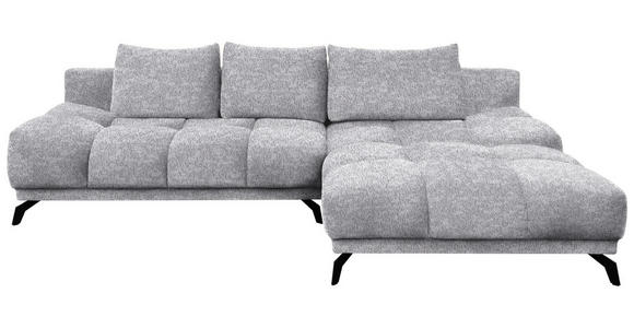 ECKSOFA in Chenille Grau  - Schwarz/Grau, MODERN, Textil/Metall (290/182cm) - Hom`in