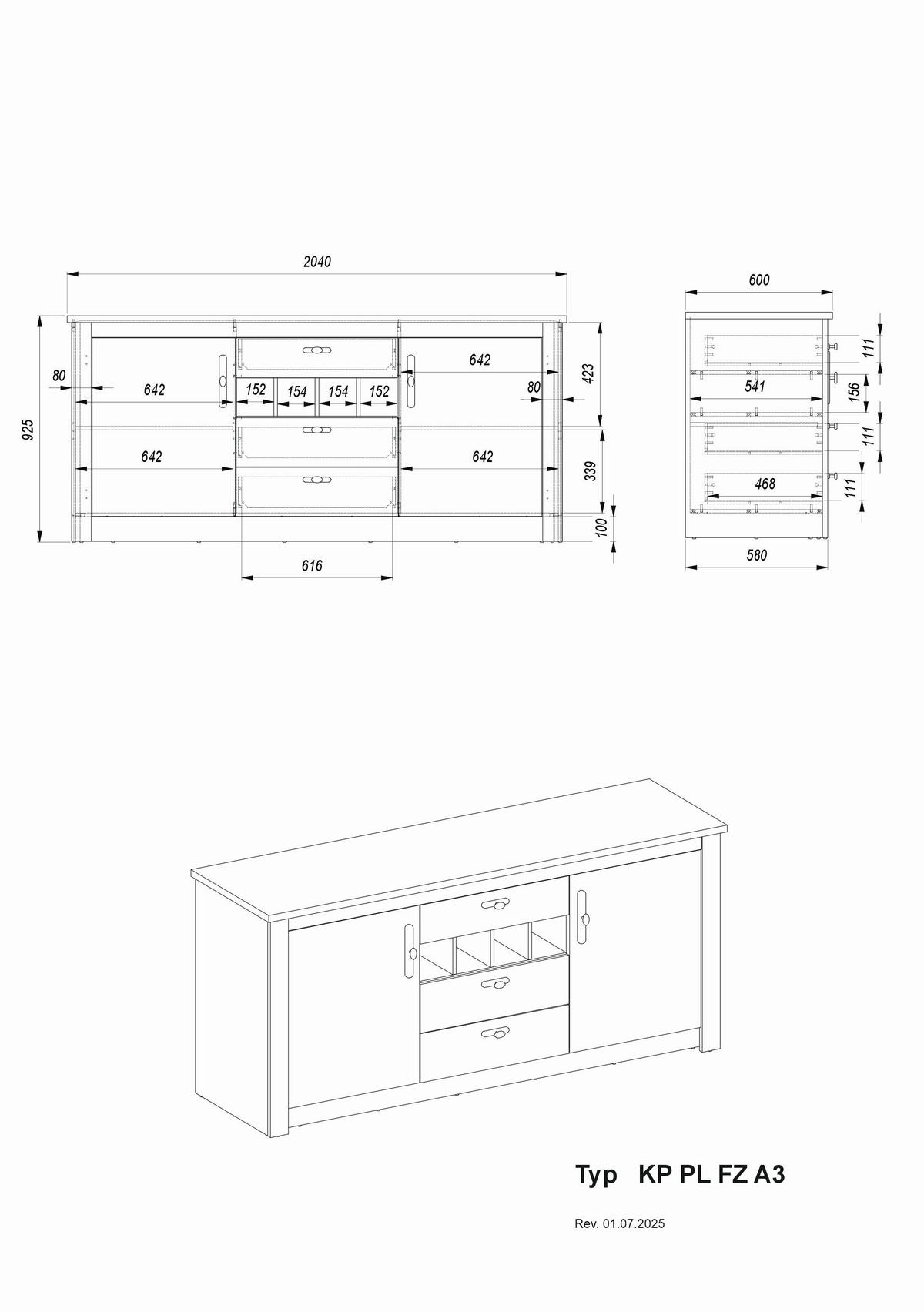 KÜCHENUNTERSCHRANK 204/92/60 cm  in Weiß, Pinienfarben  - Schwarz/Weiß, Trend, Holzwerkstoff/Metall (204/92/60cm) - MID.YOU