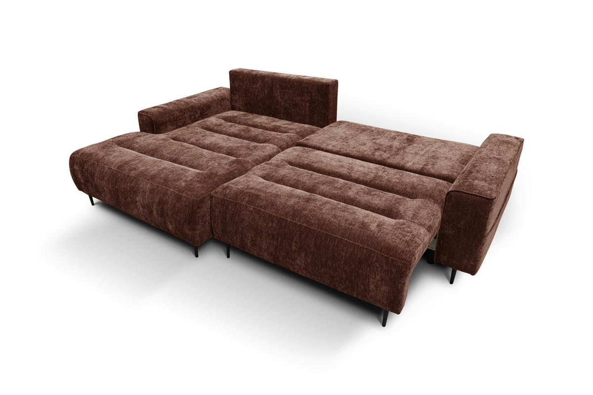 ECKSOFA PABLO Kupferfarben Struktur Rückenkissen, Bettkasten  - Schwarz/Kupferfarben, Design, Holz/Textil (160/260cm) - MID.YOU