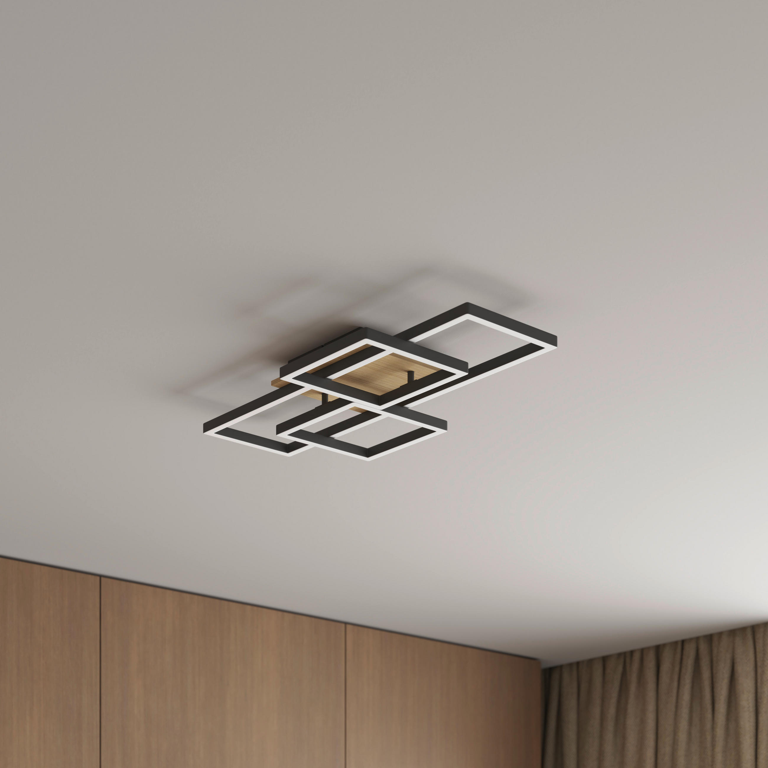 LED-DECKENLEUCHTE Worcester 70/38/7,5 cm   - Braun, Basics, Holz/Kunststoff (70/38/7,5cm) - Novel