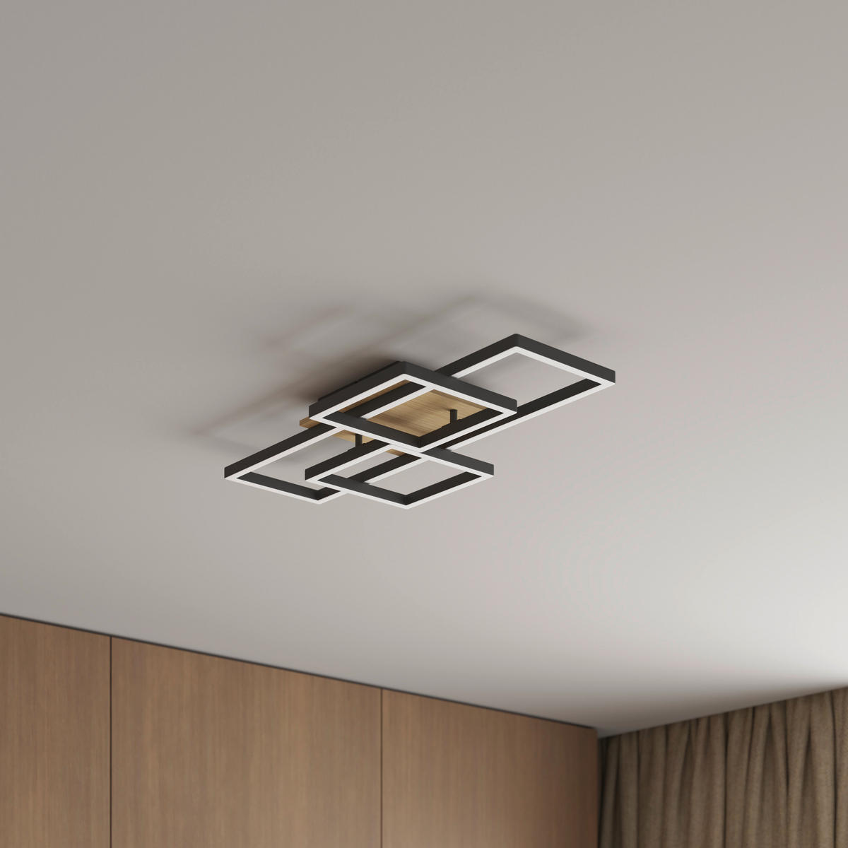 LED-DECKENLEUCHTE Worcester 70/38/7,5 cm   - Braun, Basics, Holz/Kunststoff (70/38/7,5cm) - Novel