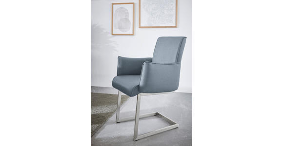 ARMLEHNSTUHL  in Stahl Mikrofaser  - Blau/Edelstahlfarben, Design, Holzwerkstoff/Textil (63/91/60cm) - Dieter Knoll
