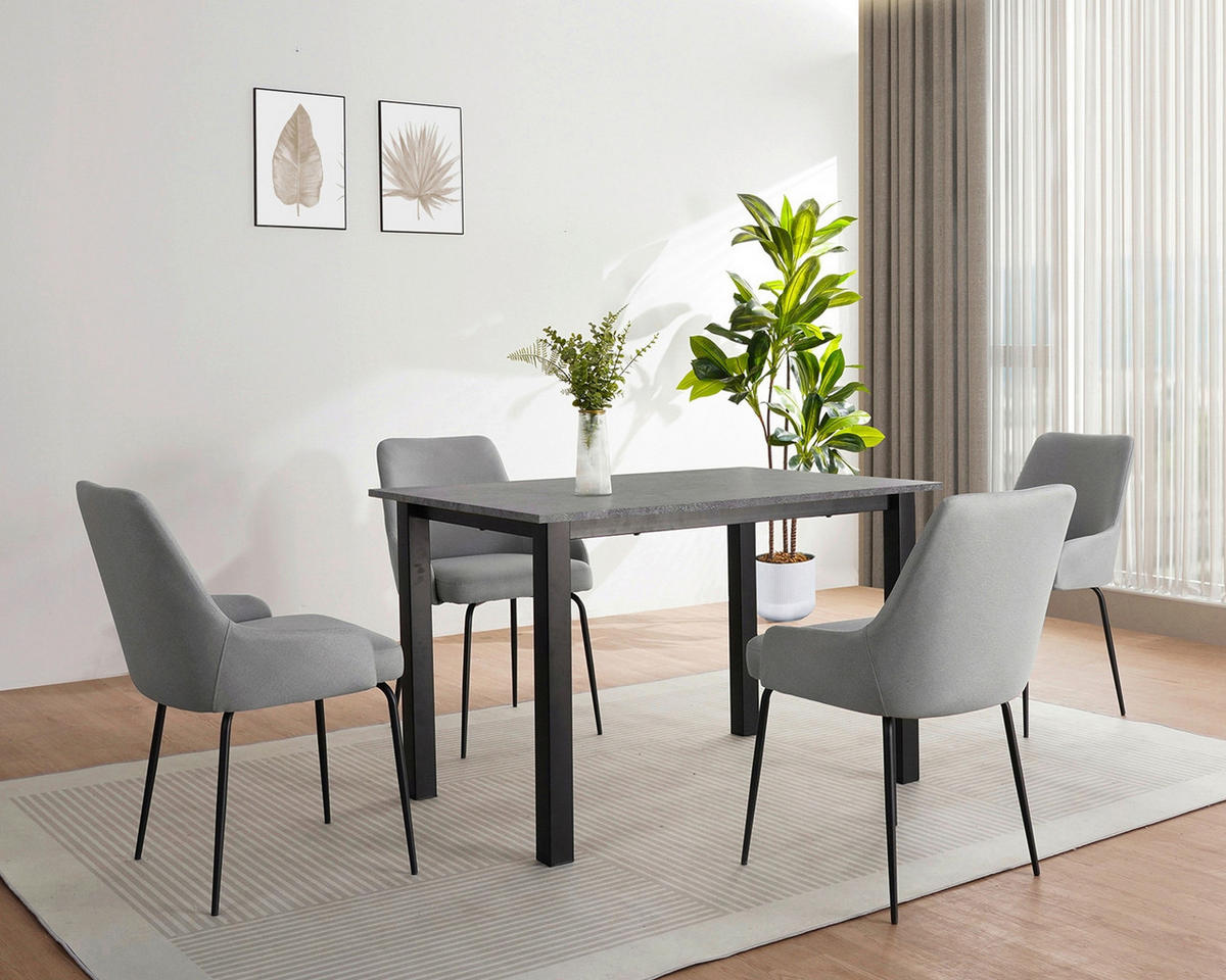 ESSTISCH 120/80/76 cm Nachbildung  Metall, Holzwerkstoff gastro- und objekttauglich rechteckig Grau  - Schwarz/Grau, MODERN, Holzwerkstoff/Metall (120/80/76cm) - MID.YOU