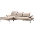 ECKSOFA in Echtleder Creme  - Creme/Schwarz, Design, Leder/Metall (184/288cm) - Novel