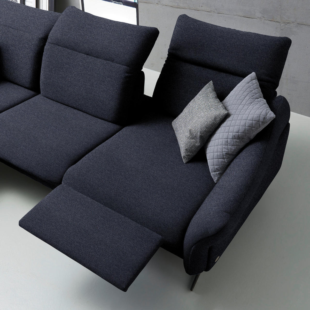 ECKSOFA in Webstoff Dunkelblau  - Anthrazit/Dunkelblau, Design, Textil/Metall (203/299cm) - Himolla