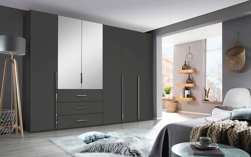 DREHTÜRENSCHRANK 301/223/60 cm 6-türig Graphitfarben  - Chromfarben/Graphitfarben, Design, Glas/Holzwerkstoff (301/223/60cm) - home24
