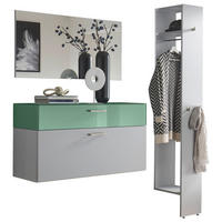 GARDEROBE 4-teilig  in 160/200/40 cm  - Sandfarben/Jadegrün, Design, Glas/Holzwerkstoff (160/200/40cm) - Musterring