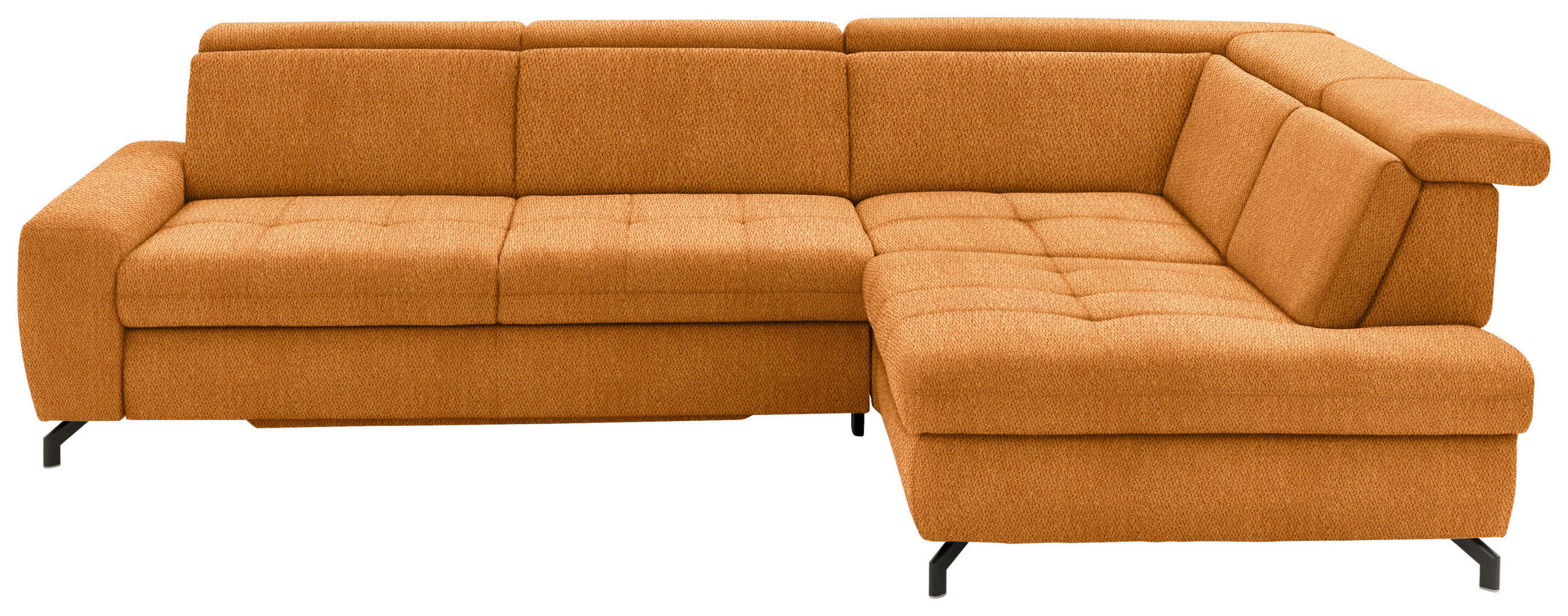 ECKSOFA in Chenille Orange  310/220 cm  - Schwarz/Orange, Design, Textil/Metall (310/220cm) - Beldomo Style