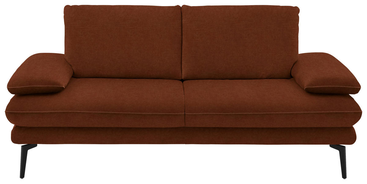 2,5-SITZER in Velours Kupferfarben  - Beige/Schwarz, Design, Textil/Metall (196/89/104cm) - Dieter Knoll