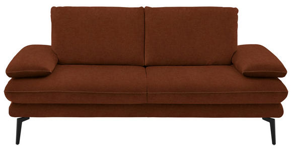2,5-SITZER in Velours Kupferfarben - Beige/Schwarz, Design, Textil/Metall (196/89/104cm) - Dieter Knoll