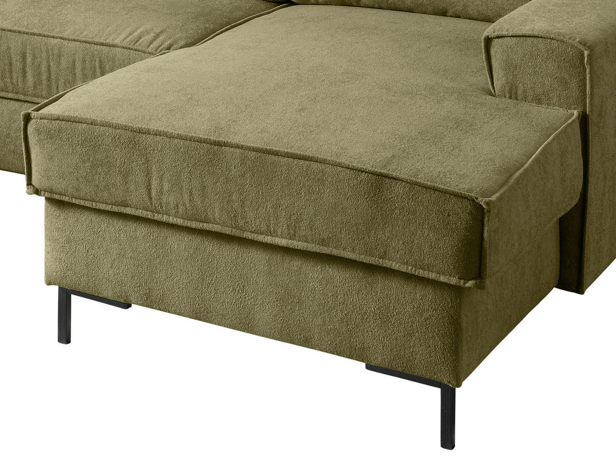 SJEDEĆA GARNITURA tekstil  zelena   - zelena/crna, Moderno, tekstil/metal (198/309/150cm) - MID.YOU
