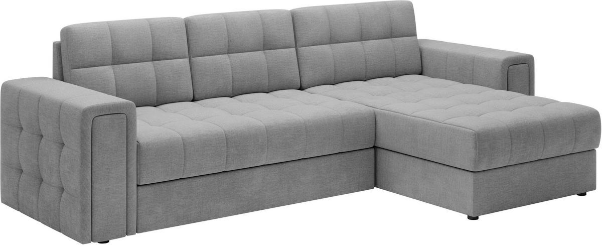 ECKSOFA Samt Hellgrau  - Hellgrau/Schwarz, Design, Kunststoff/Textil (260/150cm) - MID.YOU