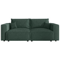 SCHLAFSOFA Cord Dunkelgrün  inkl. Zierkissen, Bettkasten, Schlaffunktion  - Dunkelgrün/Schwarz, MODERN, Kunststoff/Textil (250/68/104cm) - Xora