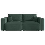 SCHLAFSOFA Cord Dunkelgrün  inkl. Zierkissen, Bettkasten, Schlaffunktion  - Dunkelgrün/Schwarz, MODERN, Kunststoff/Textil (250/68/104cm) - Xora