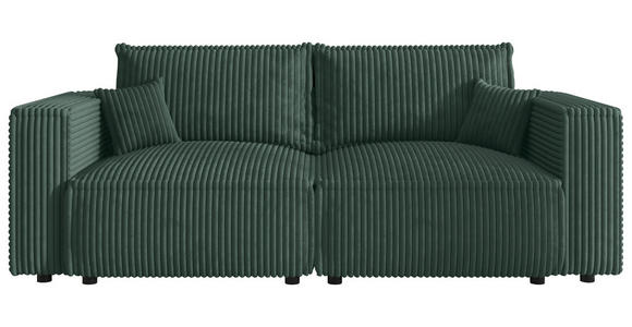SCHLAFSOFA Cord Dunkelgrün  inkl. Zierkissen, Bettkasten, Schlaffunktion  - Dunkelgrün/Schwarz, MODERN, Kunststoff/Textil (250/68/104cm) - Xora