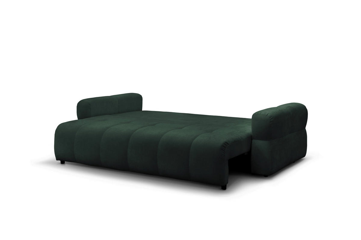 SCHLAFSOFA LOTTA  mit Chenille Grün  - Schwarz/Grün, Design, Textil (248/90/105cm) - MID.YOU