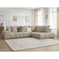ECKSOFA Ottomane rechts  EVEREST Taupe Flachgewebe  - Taupe/Schwarz, MODERN, Kunststoff/Textil (352/210cm) - Livetastic