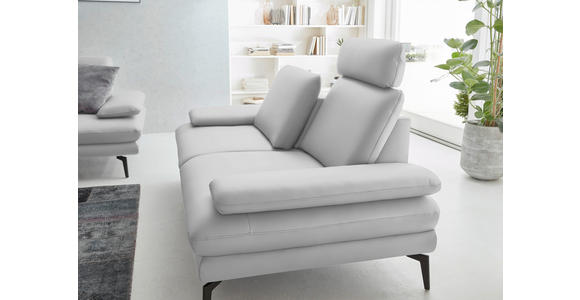 2,5-SITZER  in Echtleder Weiß   - Schwarz/Weiß, Design, Leder/Metall (196/86/104cm) - Dieter Knoll