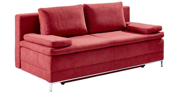 SCHLAFSOFA Flachgewebe Bordeaux - Chromfarben/Bordeaux, Design, Textil/Metall (200/93/93cm) - Novel