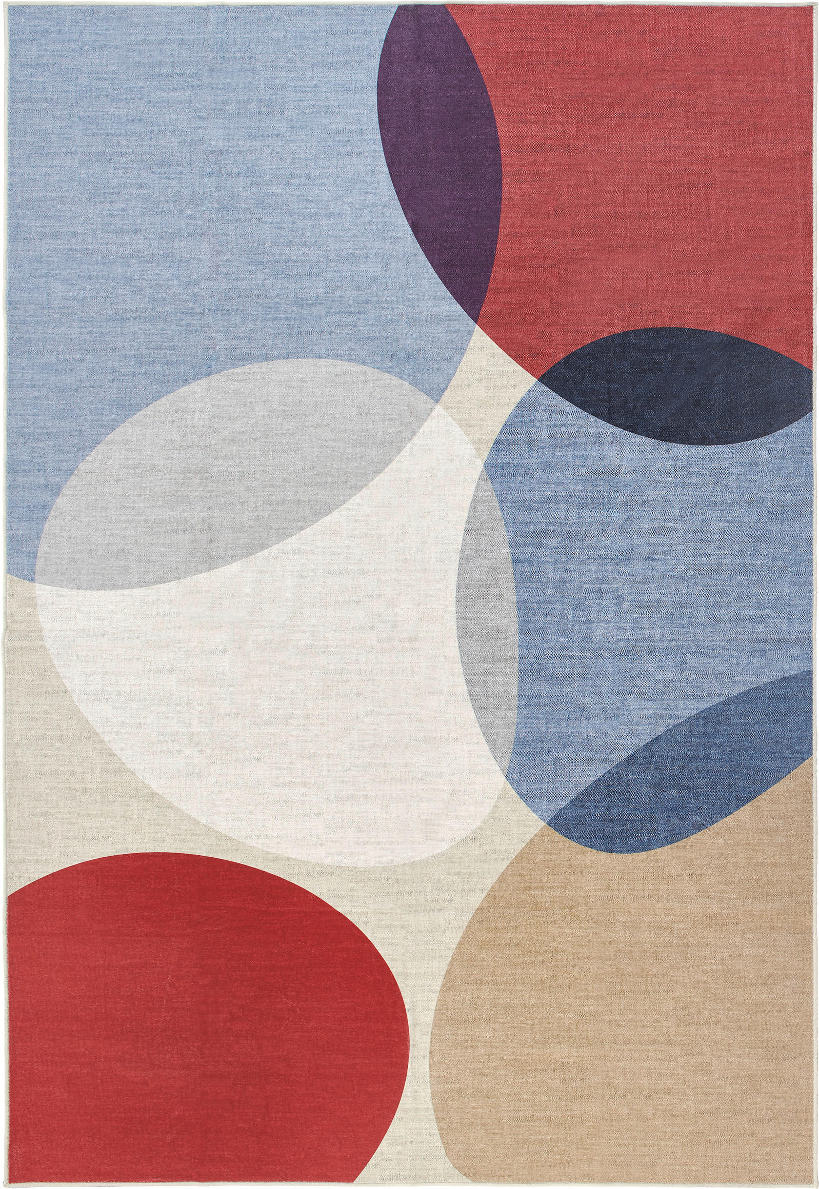 VINTAGE-TEPPICH 200/290 cm CORTEA NAYRA, waschbar Creme, Dunkelrot, Blaugrau rechteckig  - Blaugrau/Creme, Design, Kunststoff/Textil (200/290cm) - Lindorug