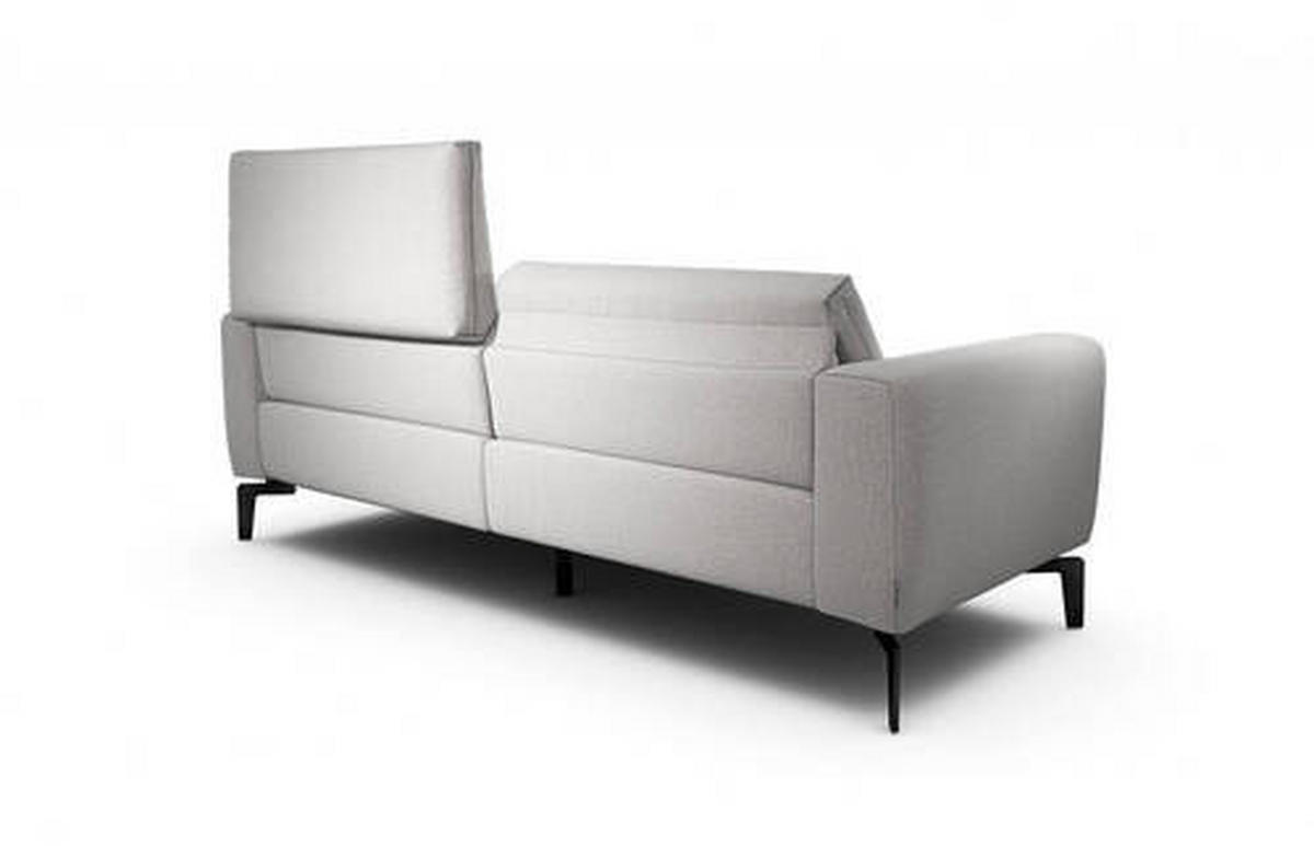 2,5-Sitzer inkl. Hocker in Chenille Hellgrau  - Hellgrau/Schwarz, Design, Textil/Metall (220/86/86-94cm) - SENSOO