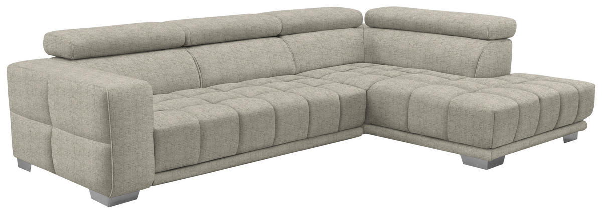 ECKSOFA in Chenille Beige  - Chromfarben/Beige, Design, Textil (301/207cm) - Xora