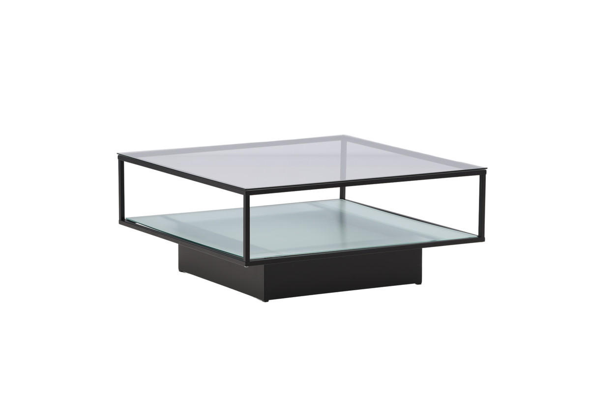 COUCHTISCH Klarglas 90/90/38 cm quadratisch Schwarz - Schwarz, Design, Glas/Metall (90/90/38cm) - Livetastic