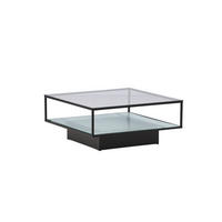 SOFFBORD i metall, glas 90/90/38 cm  - svart, Design, metall/glas (90/90/38cm) - Livetastic