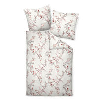 BETTWÄSCHE Biber 155/200 cm  - Beige/Rot, Design, Textil (155/200cm) - Janine