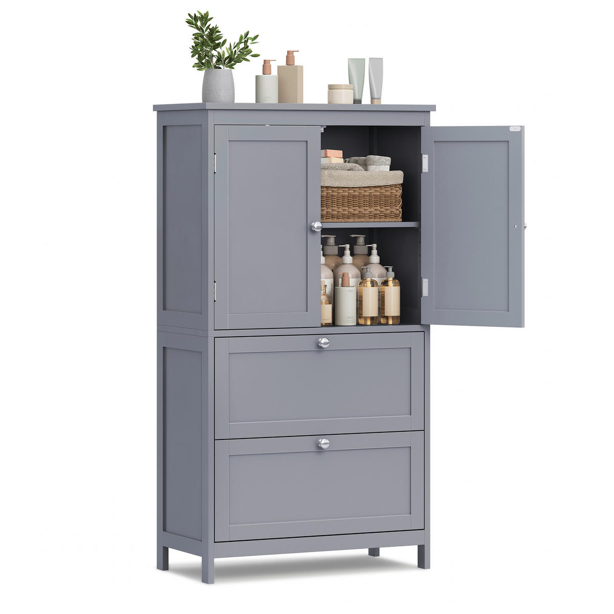 MIDISCHRANK 60/110/30 cm  - Chromfarben/Grau, MODERN, Holzwerkstoff/Metall (60/110/30cm) - MID.YOU