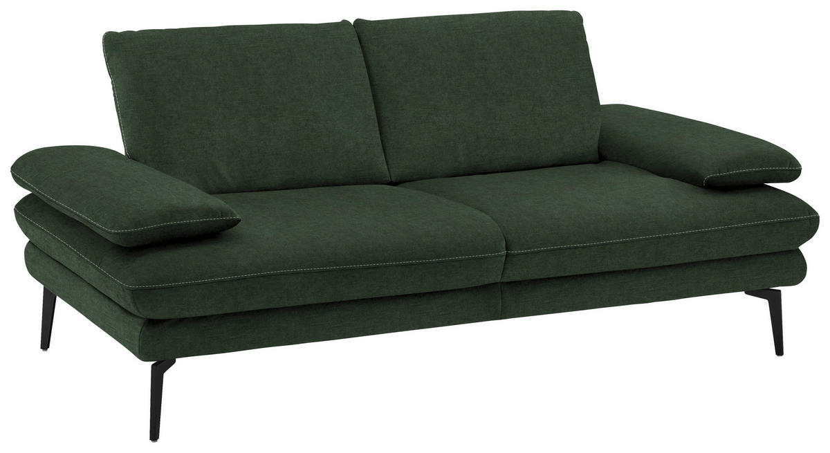 2,5-SITZER in Velours Olivgrün  - Beige/Schwarz, Design, Textil/Metall (196/89/104cm) - Dieter Knoll