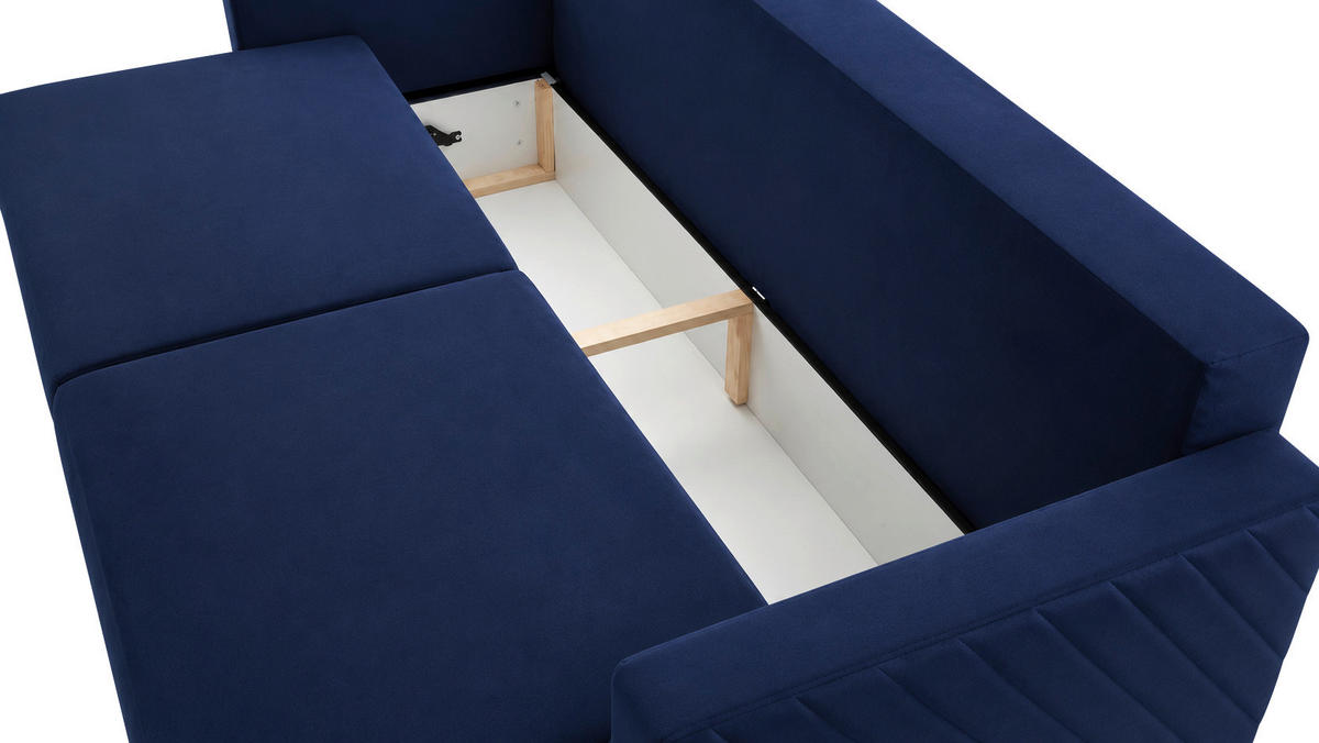 SCHLAFSOFA Dunkelblau  - Schwarz/Dunkelblau, Design, Holz/Kunststoff (230/96/97cm) - MID.YOU
