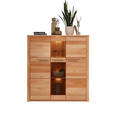 HIGHBOARD Kernbuche  127/137/40 cm  - Edelstahlfarben/Kernbuche, Natur, Glas/Holz (127/137/40cm) - Carryhome