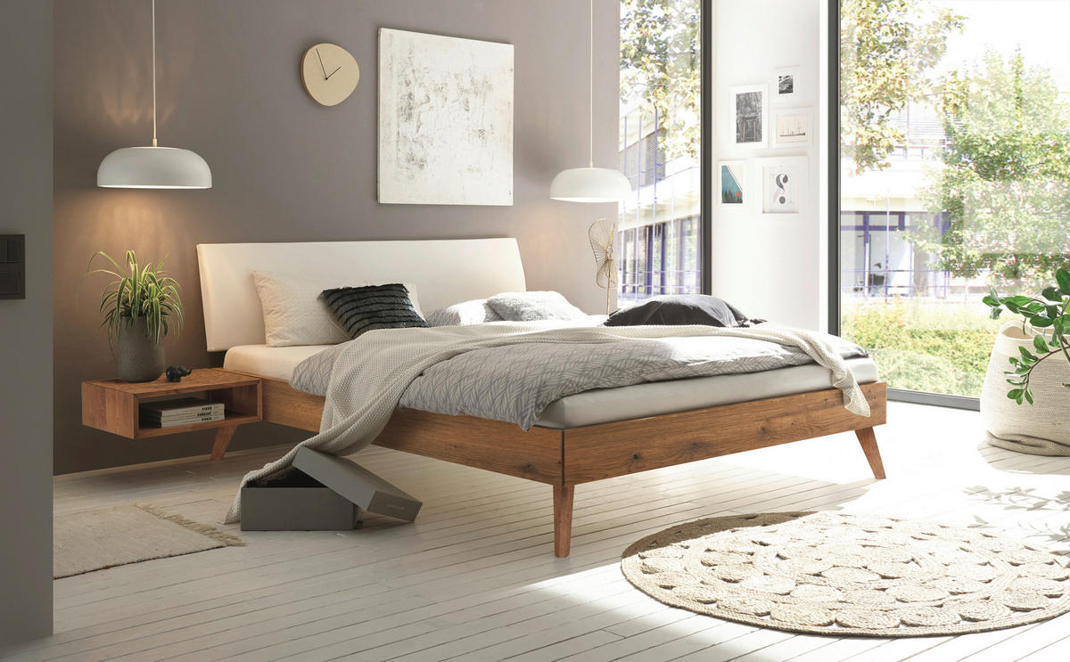 BETT 140/200 cm  in Wildeiche  - Wildeiche/Eichefarben, Design, Holz/Textil (140/200cm) - Hasena