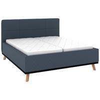 POLSTERBETT 180/200 cm,  in Dunkelblau, Matratze, Lattenrost, Bettkasten, H3 + H3 = fest  - Eichefarben/Weiß, Design, Holz/Textil (180/200cm) - Musterring