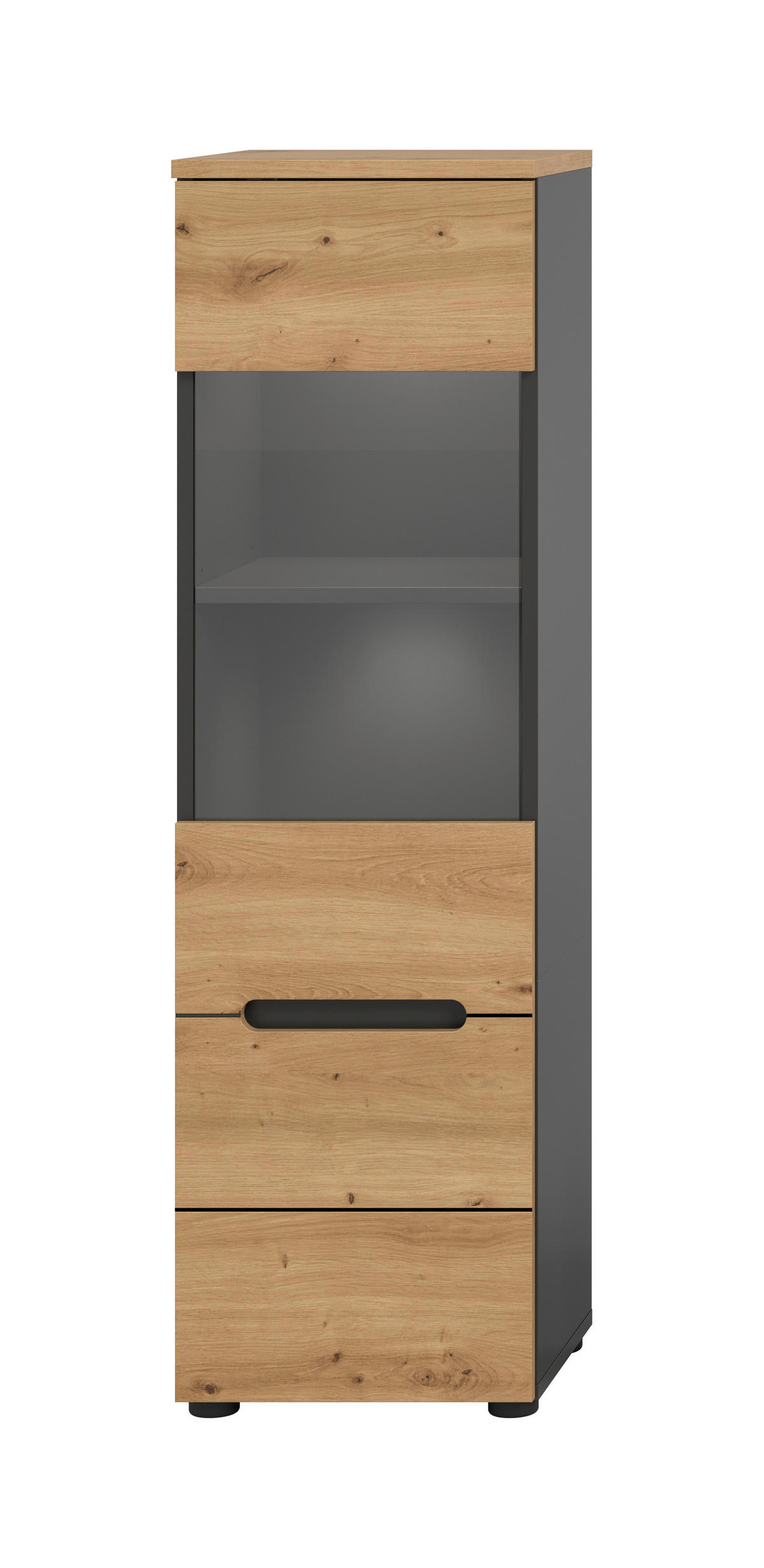 VITRINE  in Eiche Artisan  - Schwarz/Eiche Artisan, Design, Holzwerkstoff/Kunststoff (36/125/33cm) - Livetastic