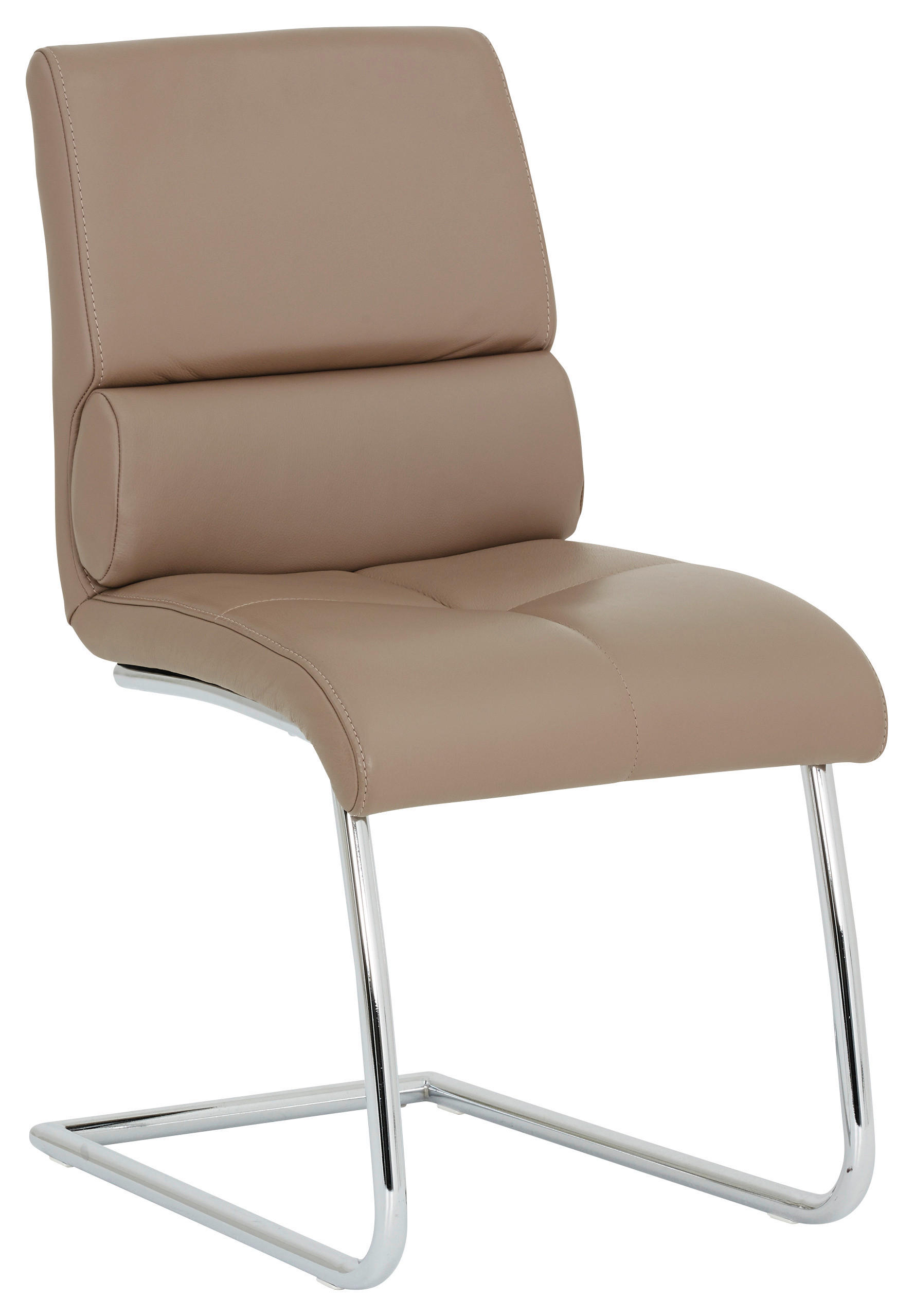 SCHWINGSTUHL  in Echtleder  - Hellbraun/Chromfarben, Design, Leder/Metall (49/90/63cm) - Joop!