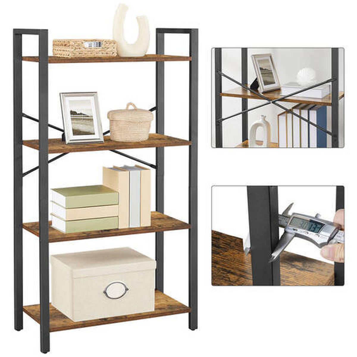 BÜCHERWAND  66/120/30 cm Braun, Schwarz  - Schwarz/Braun, Basics, Holzwerkstoff/Metall (66/120/30cm) - Boxxx