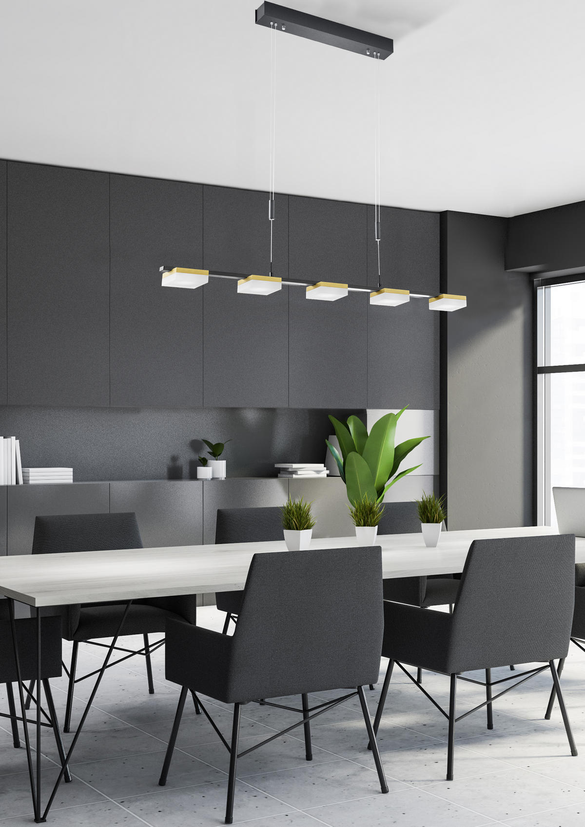 LED-HÄNGELEUCHTE 97/150 cm  - Anthrazit/Goldfarben, Design, Metall (97/150cm) - BOPP
