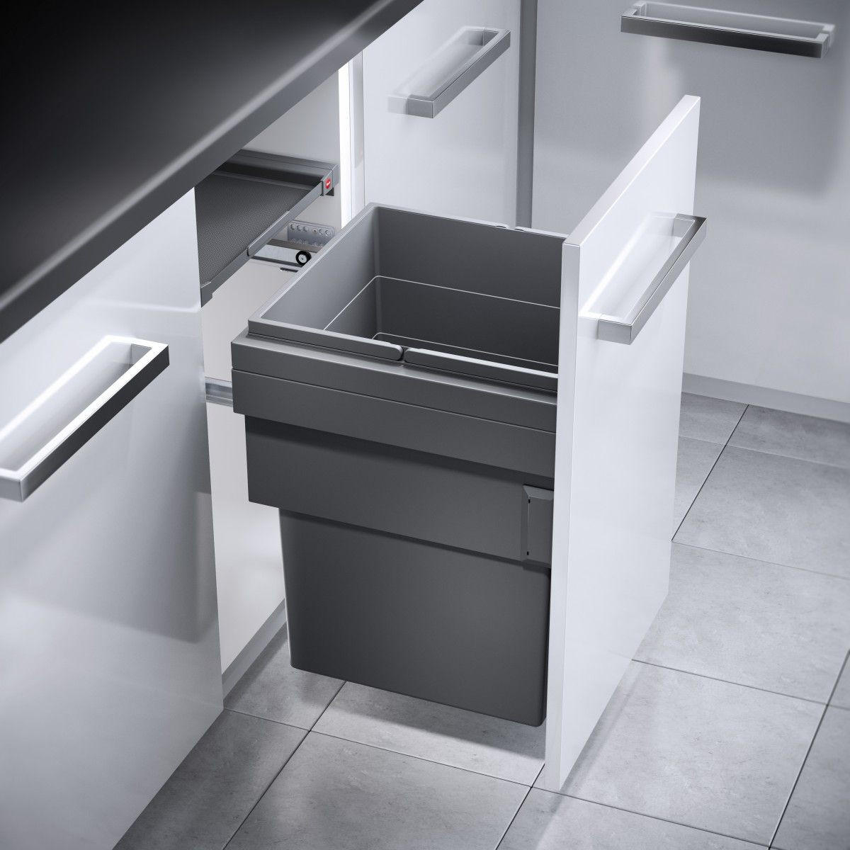 ABFALLSAMMLER 55 l  Kunststoff  - Dunkelgrau/Grau, Basics, Kunststoff (41,2-41,8/49-54,4/40cm) - HKT