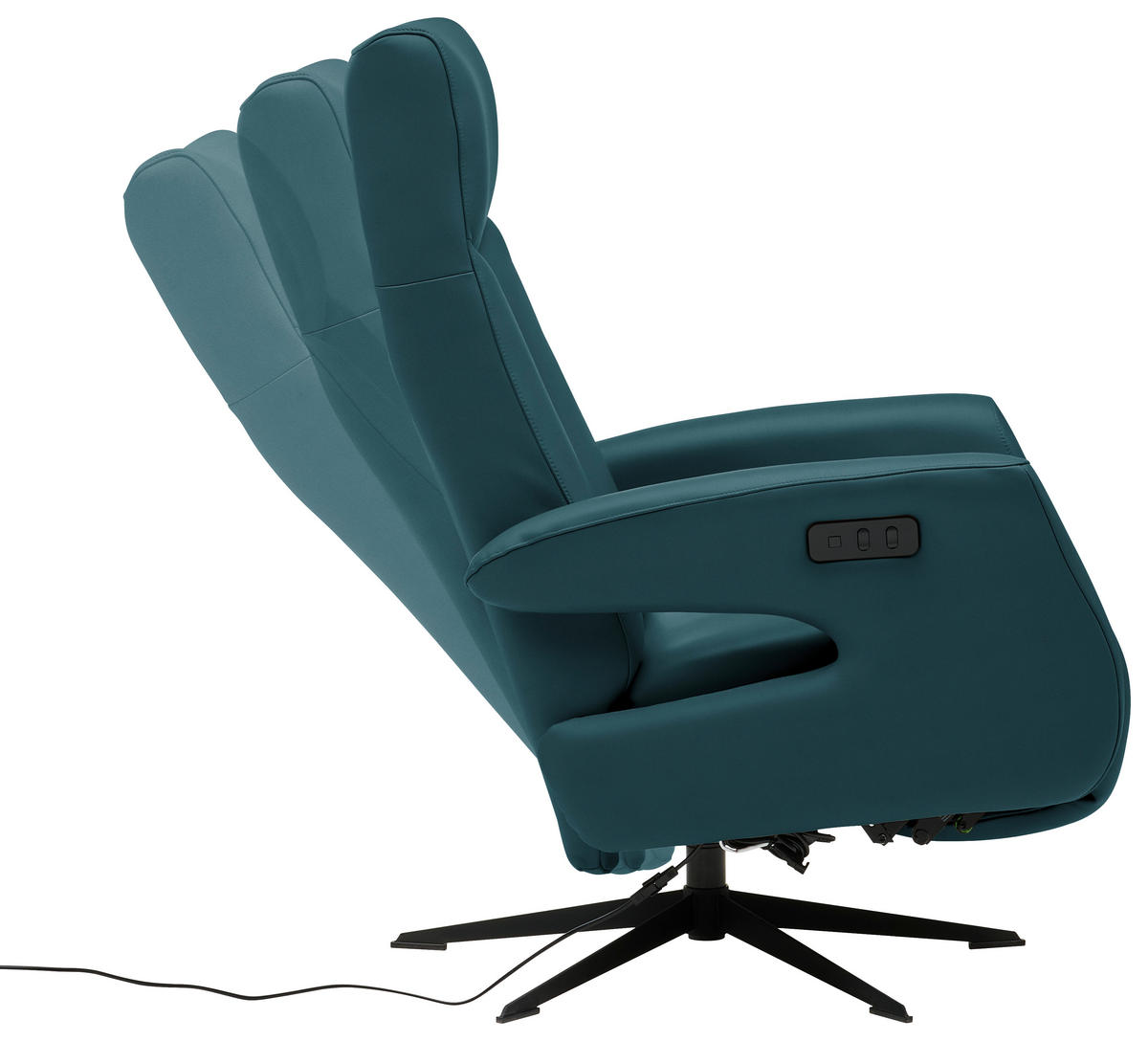 RELAXSESSEL Echtleder Relaxfunktion    - Blau/Schwarz, Design, Leder/Metall (74/105/82cm) - Welnova