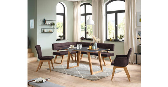 ECKBANK 155/195 cm in Dunkelbraun - Eichefarben/Dunkelbraun, KONVENTIONELL, Holz/Textil (155/195cm) - Dieter Knoll