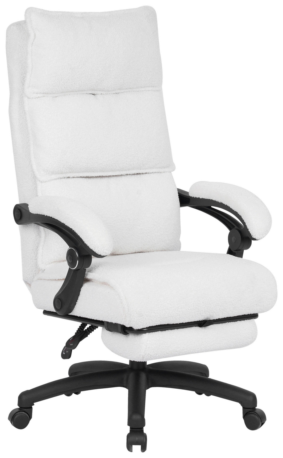 CHEFSESSEL Teddystoff Beige, Weiß  - Beige/Schwarz, Design, Kunststoff/Textil (64,5/112/120/65cm) - Carryhome