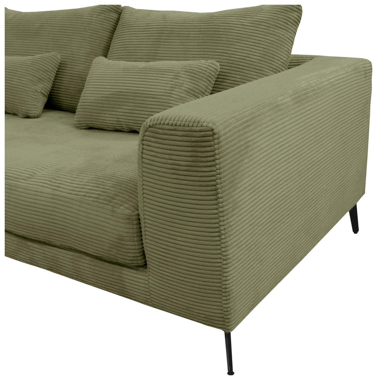 ECKSOFA in Cord Olivgrün  - Schwarz/Olivgrün, Design, Textil/Metall (172/313cm) - Livetastic