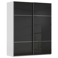 SCHWEBETÜRENSCHRANK 201/223/67 cm,  in Grau, Schwarz, 2 Tür(en)  - Chromfarben/Schwarz, KONVENTIONELL, Glas/Holzwerkstoff (201/223/67cm) - Novel